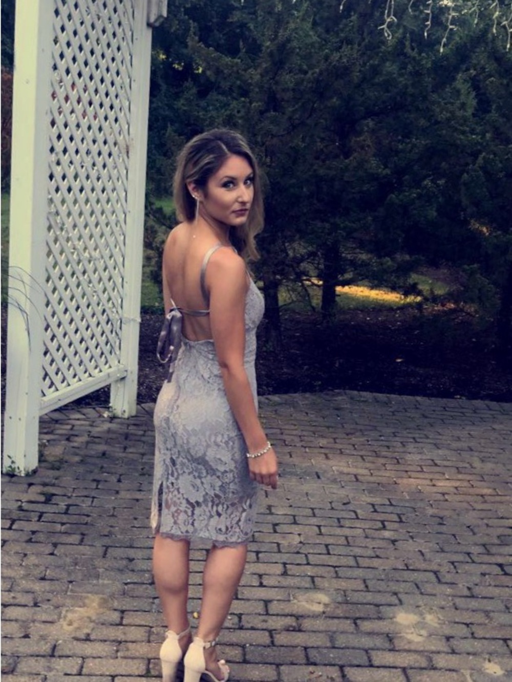 Lulu's Lace Maxi Dress in Dusty Lavender Gray